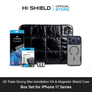 [iPhone17] HI-SHIELD 3D Triple Strong Max Box Set [BS4] - ฟิล์มกระจก ฟิล์มกล้อง เคสกันกระแทก 1.5 ม. [แถมชุดติดตั้ง]