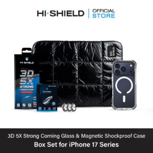 [iPhone17] HI-SHIELD 3D 5X Strong Corning Glass Box Set [BS1] - ฟิล์มกระจก ฟิล์มกล้อง เคสกันกระแทก 3 ม. [แถมชุดติดตั้ง]