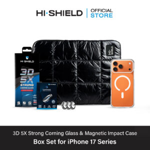 [iPhone17] HI-SHIELD 3D 5X Strong Corning Glass Box Set [BS2] - ฟิล์มกระจก ฟิล์มกล้อง เคสกันกระแทก 2 ม. [แถมชุดติดตั้ง]