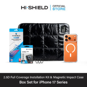 [iPhone17] HI-SHIELD Selected 2.5D Full coverage Box Set [BS7] - ฟิล์มกระจก ฟิล์มกล้อง เคสกันกระแทก 2 ม.[แถมชุดติดตั้ง]