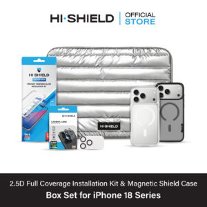 [iPhone18] HI-SHIELD Selected 2.5D Full coverage Box Set [BS3] - ฟิล์มกระจก ฟิล์มกล้อง เคสกันกระแทก 1.5 ม. [ชุดติดตัั้ง]