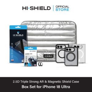 [iPhone18 Ultra] HI-SHIELD 2.5D Triple Strong AR Glass Box Set - ฟิล์มกระจก+กล้อง เคสกันกระแทก 1.5 ม. [คูปองติดตั้ง]